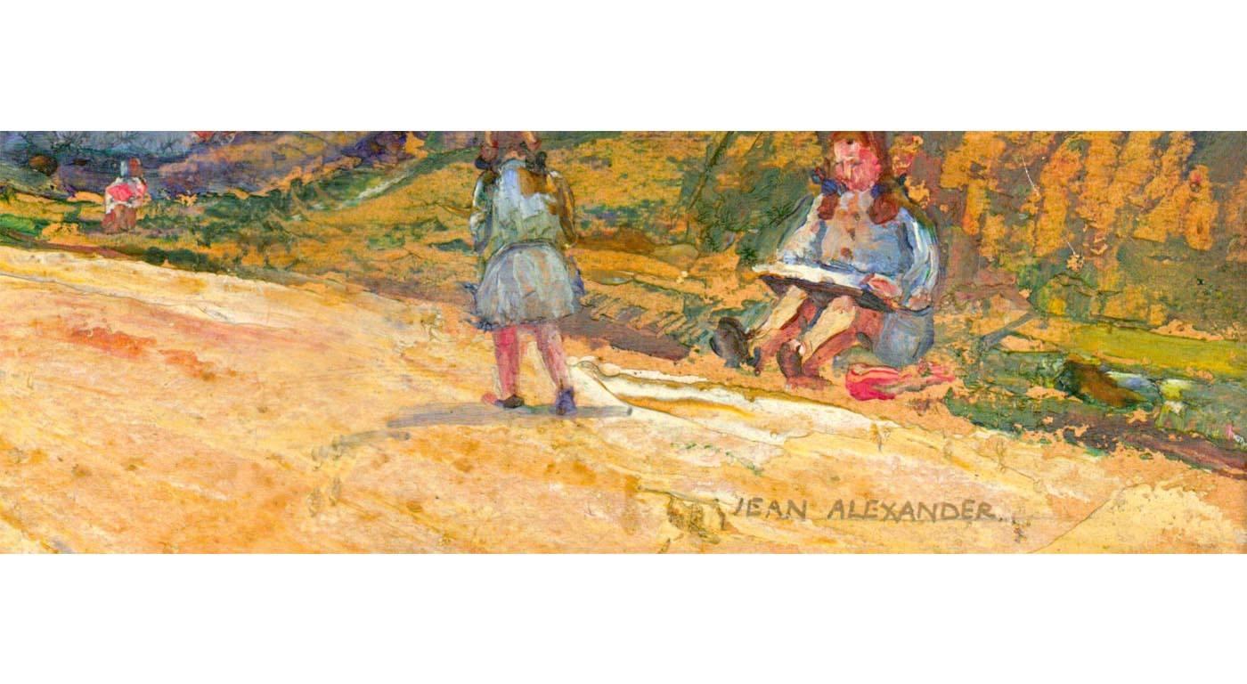 Jean Dryden Alexander (1911-1994) - Mid 20th Century Oil, Girls on a Roadside 2