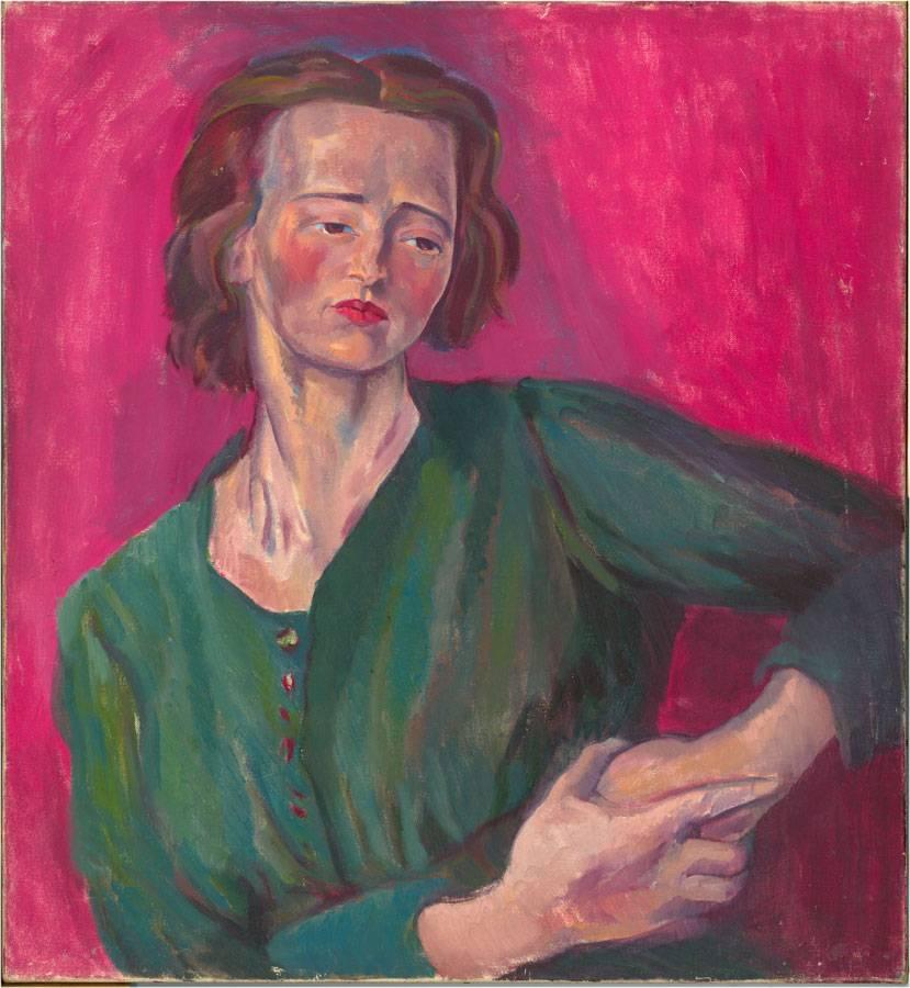 Clare Winsten (1894-1989) - British Oil, Self Portrait after Isaac Rosenberg - Painting by Clare Winsten (Clara Birnberg)
