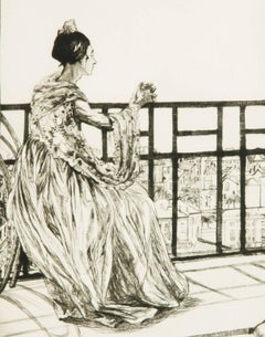 Ethel Gabain - Mid 20th Century Signed French Etching, Portrait of a Seated Lady