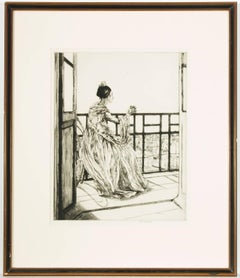 Ethel Gabain - Mid 20th Century Signed French Etching, Portrait of a Seated Lady