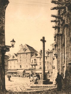 Alfred Charles S. Anderson CBE - 1926 French Etching, Place St Gervaise Falaise