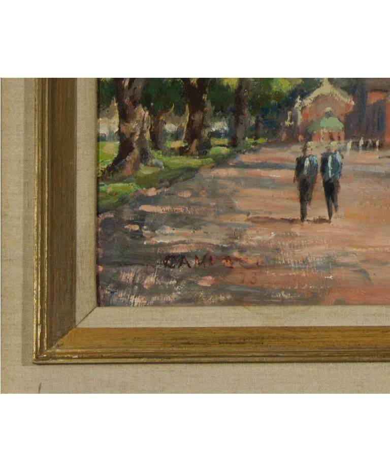 Campbell - Large Signed 1973 Modern British Oil, Dulwich College, England - Realist Painting by Unknown
