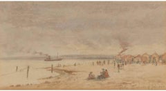 Patty Townsend-Johnson - Signiertes englisches Aquarell aus dem 19. Jahrhundert:: Strandszene