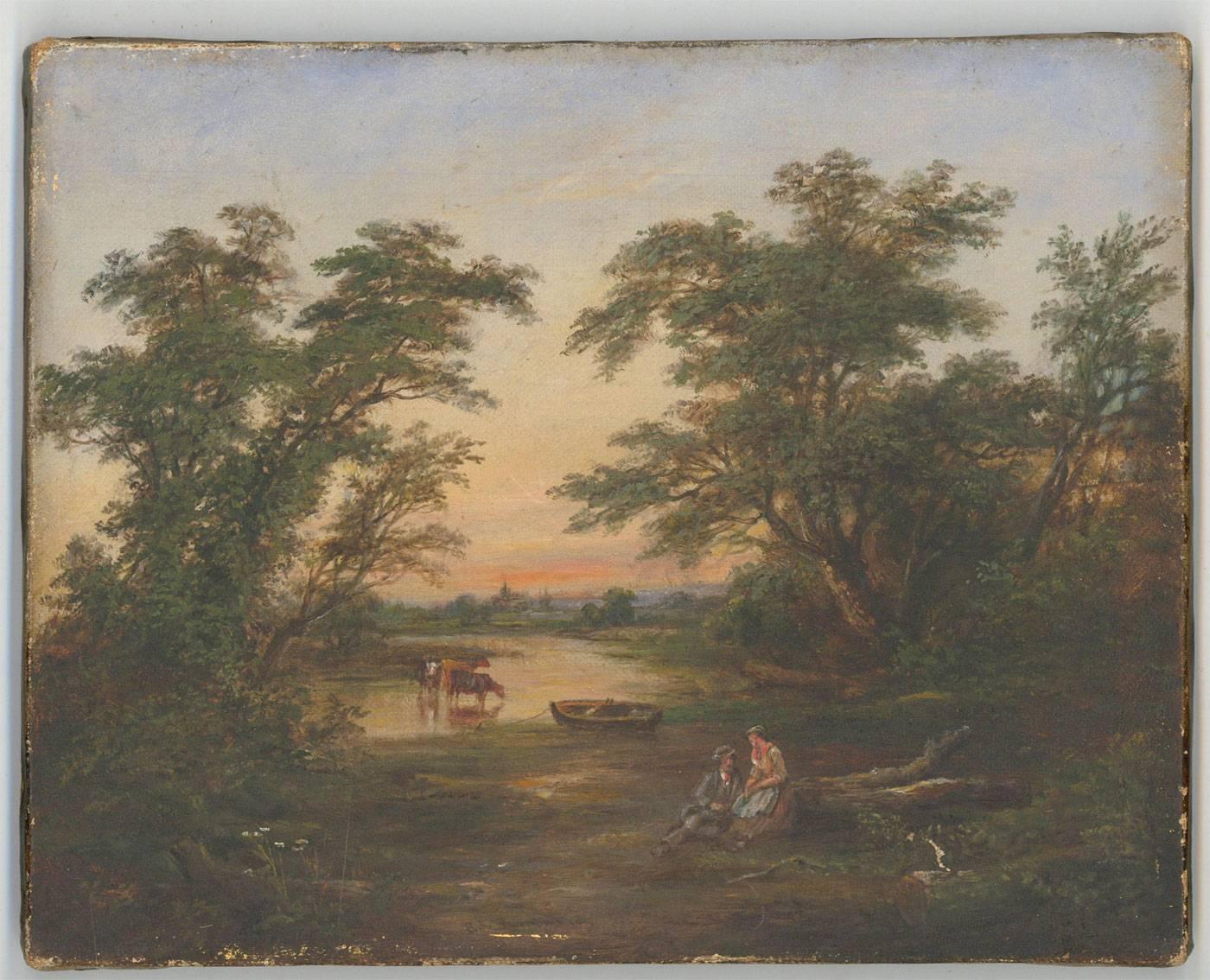 Robert Burrows (1810-1883) - 19th Century English Victorian Oil, River Landscape 1