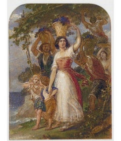 William Edward Frost RA - Mid 19th Century Signed Gouache, The Grape Gatherers