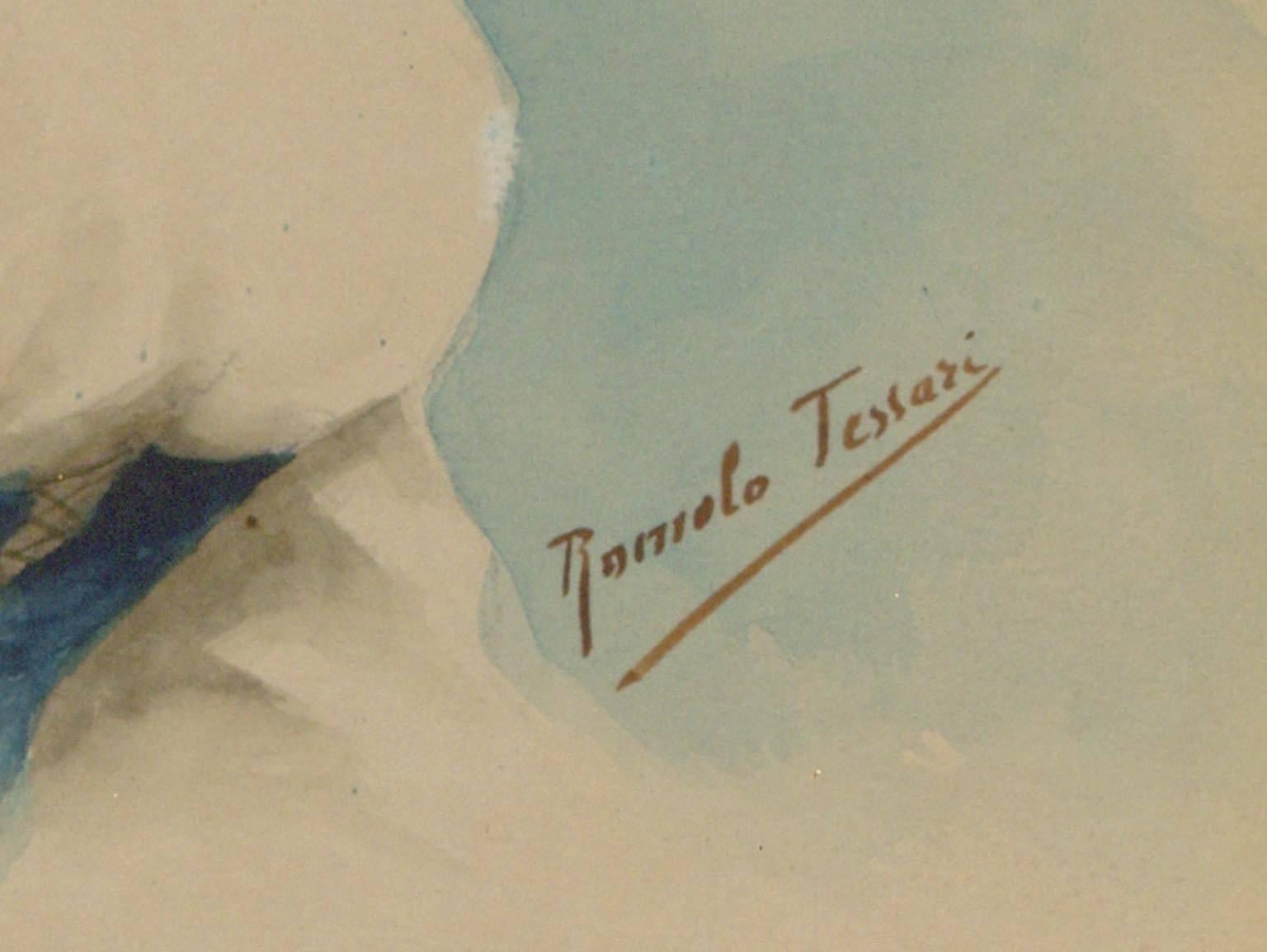 Romolo Tessari - Signed Italian 20th Century Watercolour, Portrait of a Woman 2