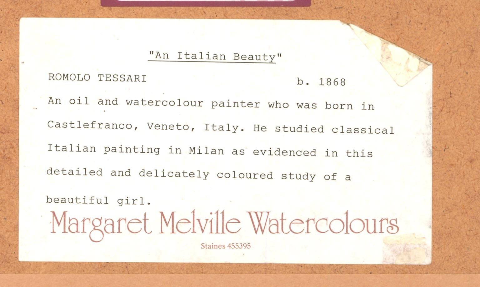 Romolo Tessari - Signed Italian 20th Century Watercolour, Portrait of a Woman 4