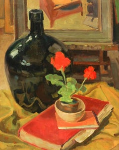 Harrie Kuyten - Signed 20th Century Dutch Oil, Still Life with Geraniums and Jug