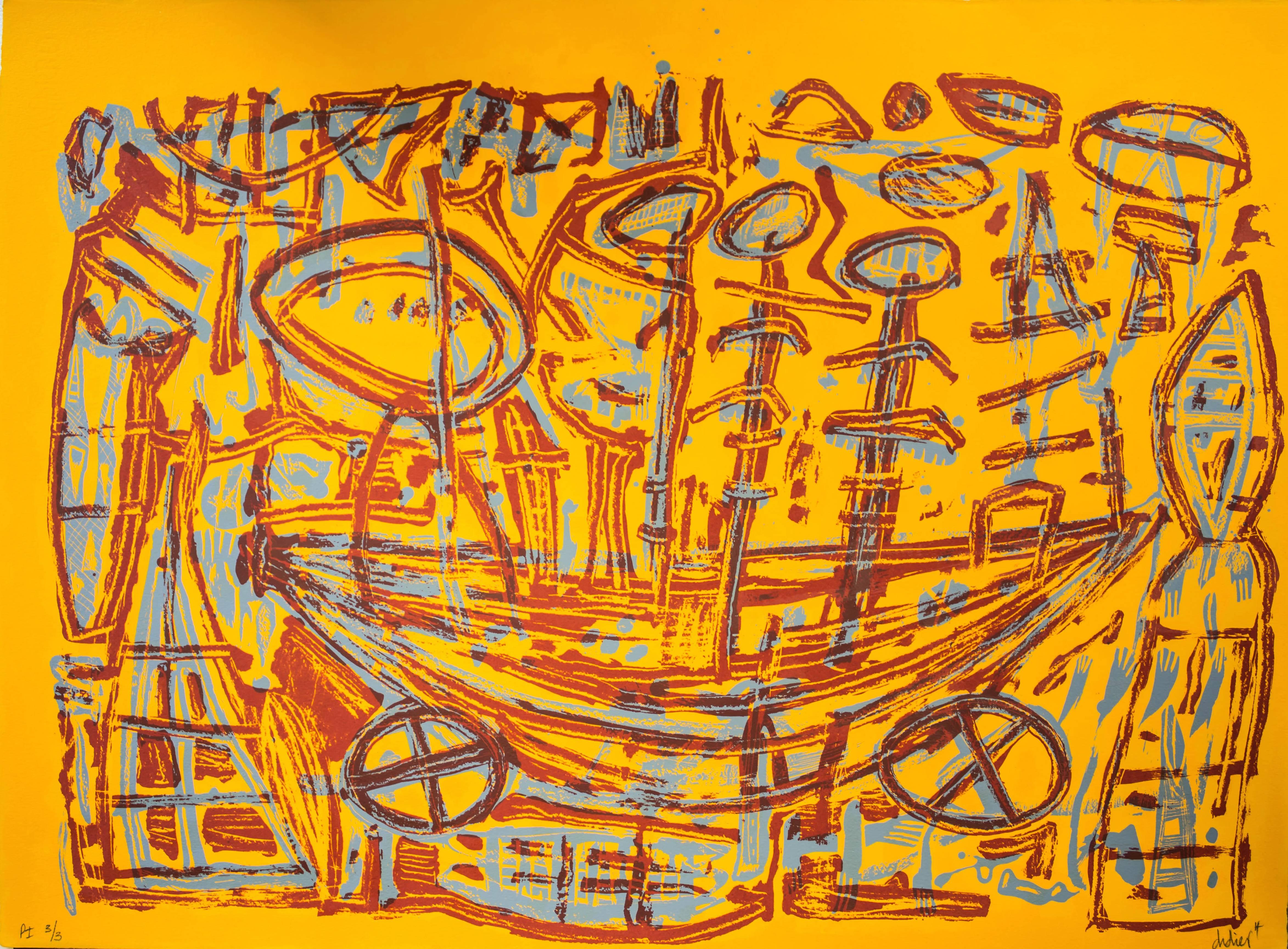 Didier Mayés Abstract Print - The schooner (Mexican contemporary art)