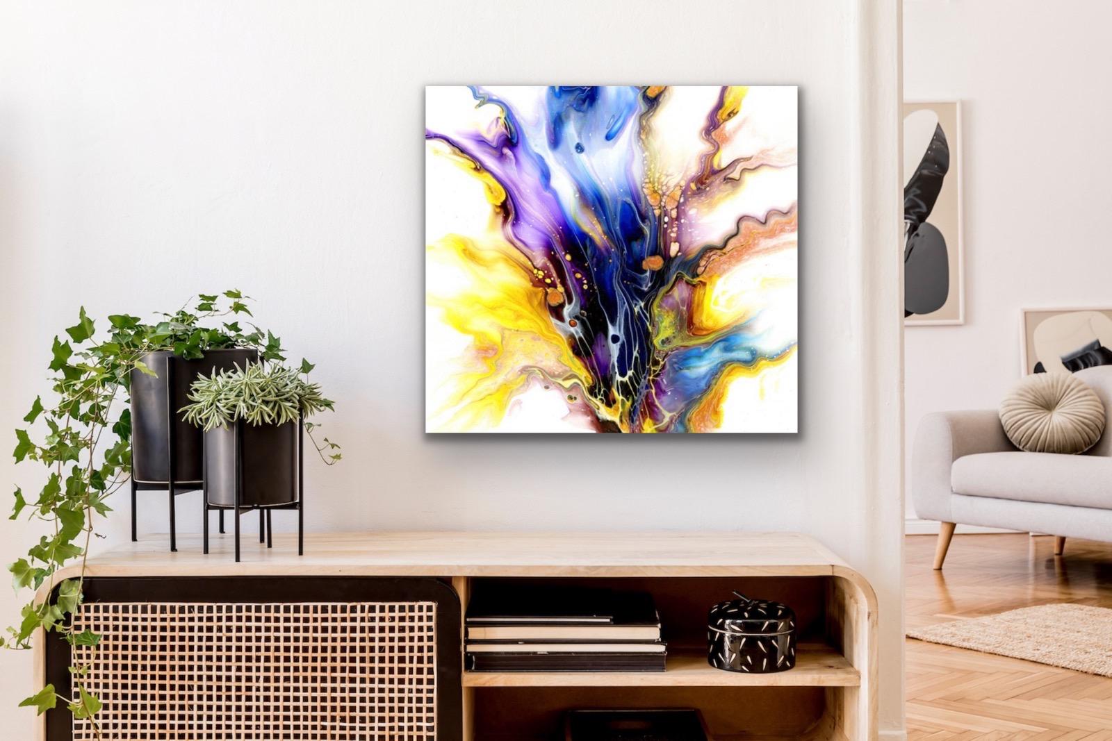 Modern Industrial Abstract Giclee Print on Metal, Contemporary Painting by Cessy For Sale 2