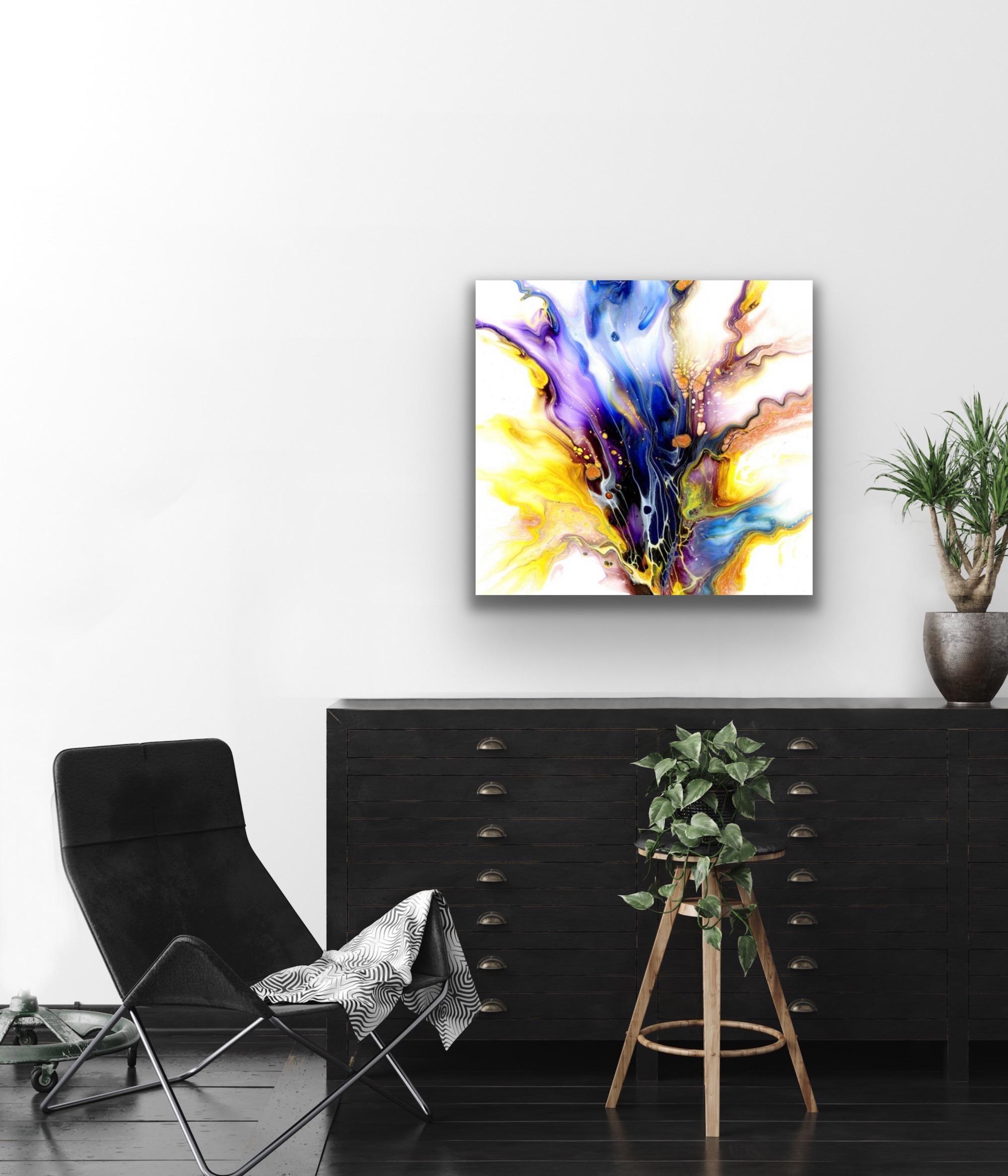 Modern Industrial Abstract Giclee Print on Metal, Contemporary Painting by Cessy For Sale 1