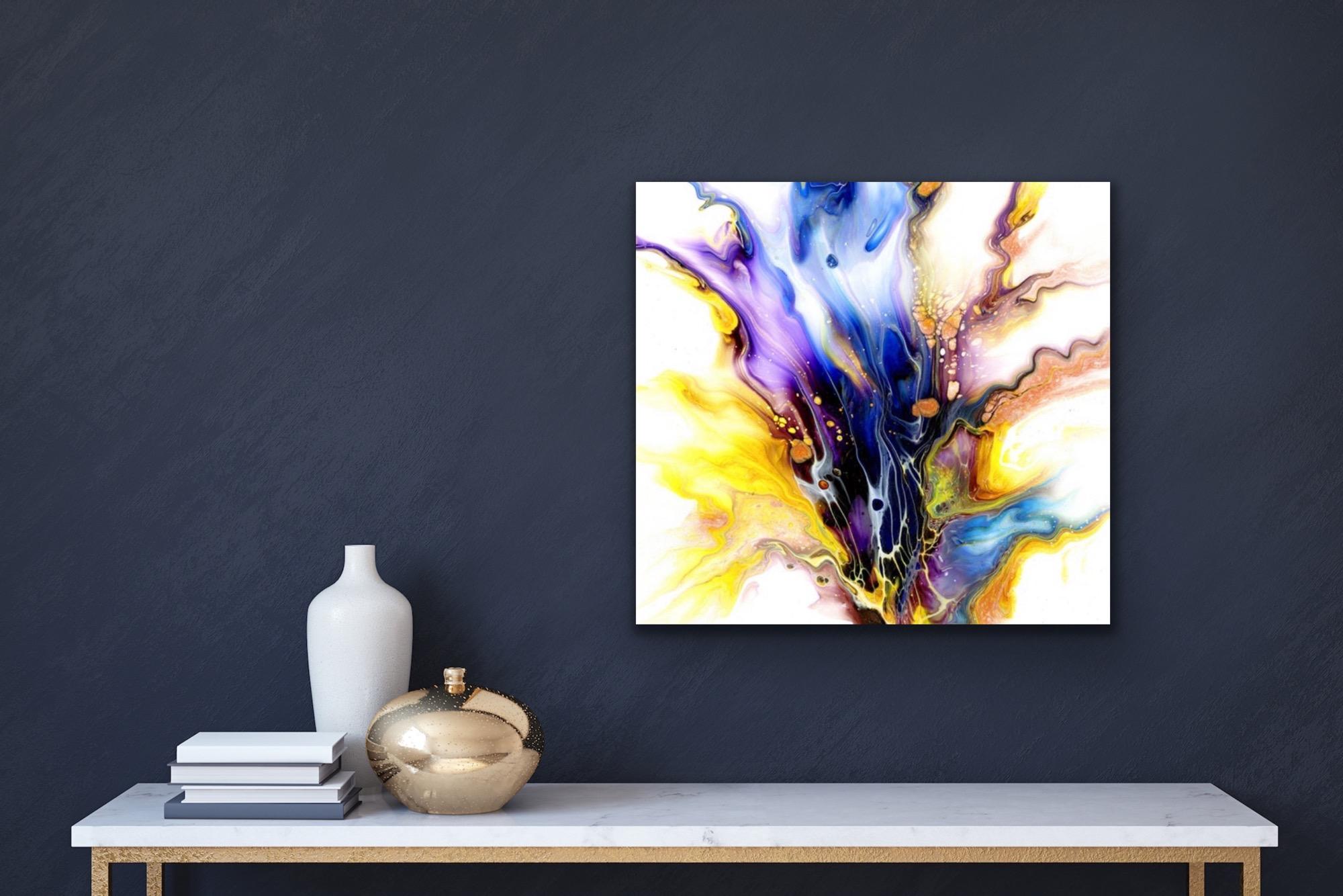 Modern Industrial Abstract Giclee Print on Metal, Contemporary Painting by Cessy For Sale 3