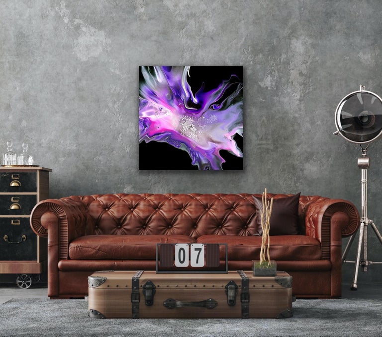Black Purple Abstract Modern Large Giclee Print Art, Limited Edition Signed For Sale 2