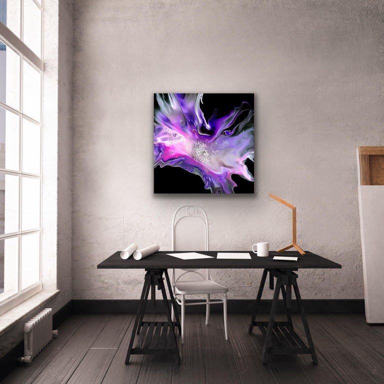 Black Purple Abstract Modern Large Giclee Print Art, Limited Edition Signed For Sale 3