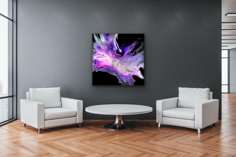 Black Purple Abstract Modern Large Giclee Print Art, Limited Edition Signed For Sale 4