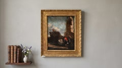 Roman painter - 18th century Bambocciante landscape with travel scenes