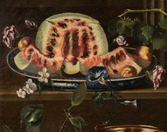 Neapolitan Baroque painter - 17th century Still life with watermelon, fruits