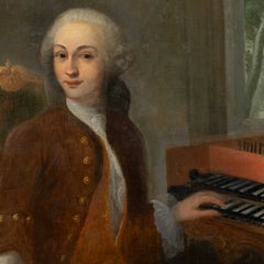 French painter - 18th century portrait of a gentleman at the harpsichord
