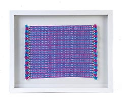 Tapete Miniatura Azul y Rosa / Textiles Mexican Folk Art Miniature Rug Frame