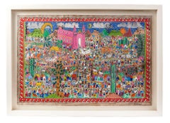 Nacimiento en Xalitla / Amate Paper Mexican Folk Art Painting Frame Nativity