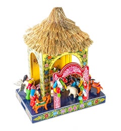 Nacimiento Temalacatzingo / Wood carving Lacquer Sculpture Mexican Folk Art
