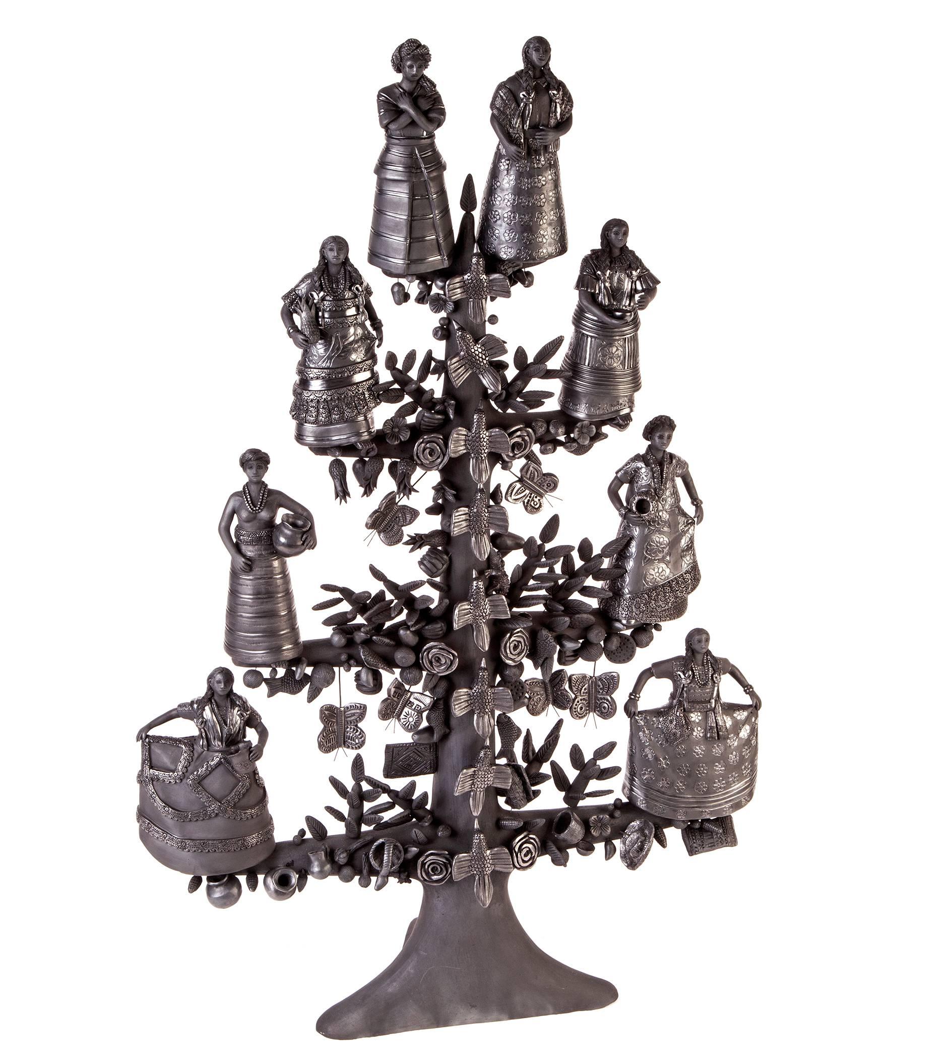 Magdalena Pedro Martinez Figurative Sculpture - 20

 Arbol 8 Regiones Oaxaca / Ceramics Black Clay Mexican Folk Art Tree of Life