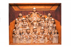 39'' La Banda de Yanhuitlan / Ceramics Mexican Folk Art Clay Frame