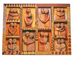 41'' El beso / Ceramics Mexican Folk Art Clay Frame