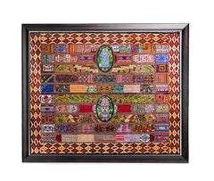 51'' Dechado de Textiles Mexicanos / Mexican Folk Art Featherwork Frame