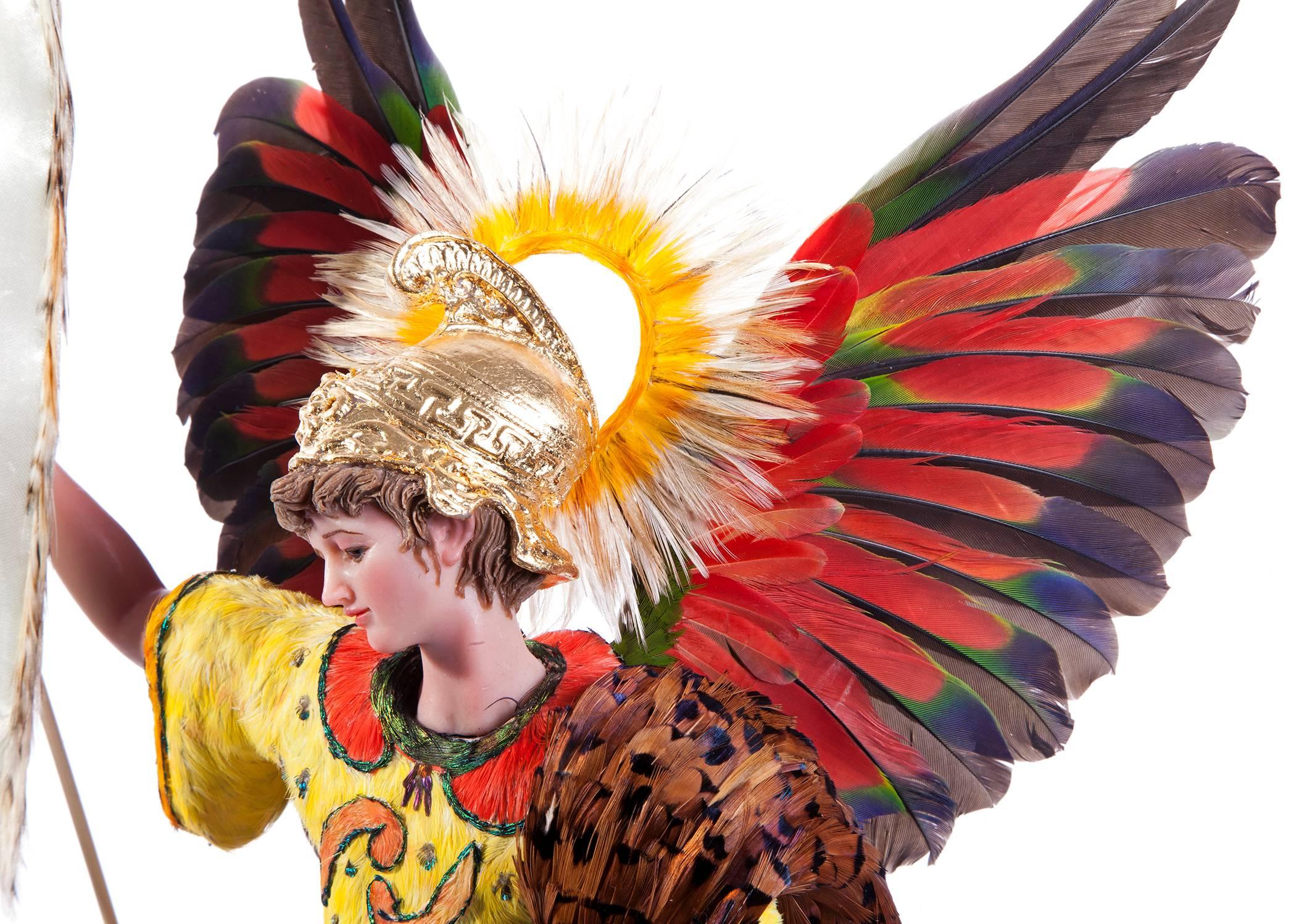 15'' San Miguel Arcangel / Wachs-Skulptur Mexikanische Volkskunst  im Angebot 1