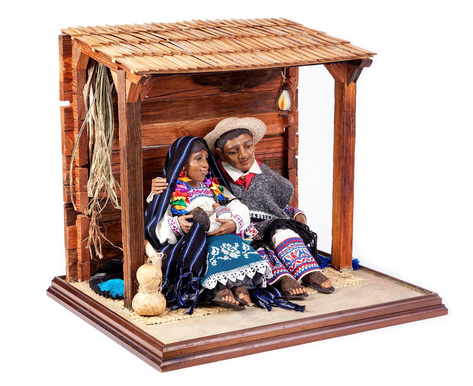 Maria del Socorro Madrigal Martinez Abstract Sculpture - 24'' Familia Purepecha / Wax Sculpture Mexican Folk Art