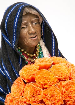 13'' Vendedora de Xempatzuchil / Escultura de Cera Arte Popular Mexicano