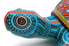 10" Tortuga Lomo de Diamante / Talla de Madera Alebrije Escultura de Arte Popular Mexicano