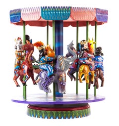 16" Tall Wood carving Mexican Folk Art Nativity Carrusel Decoration Art