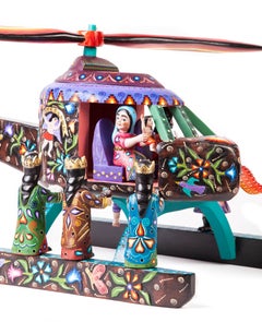 16'' Wood carving Nativity Helicoptero Mexican Folk Art