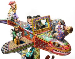 24'' Nacimiento Avion Talla de Madera Escultura Alebrije Arte Popular Mexicano