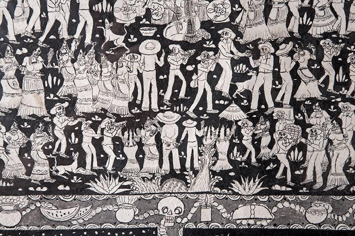 Ofrendas para mis muertos / Amate Paper Mexican Folk Art Painting Frame 1