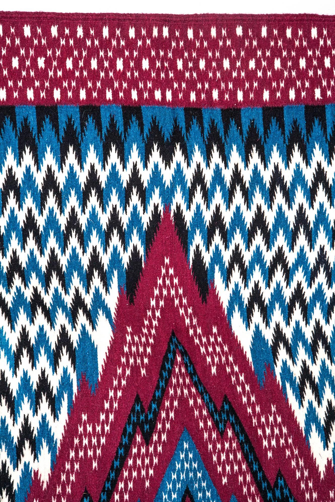 Sarape de Saltillo Azul / Textiles Mexican Folk Art Serape 3