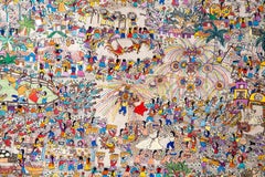 Mi Pueblo / Amate Paper Mexican Folk Art Painting Frame