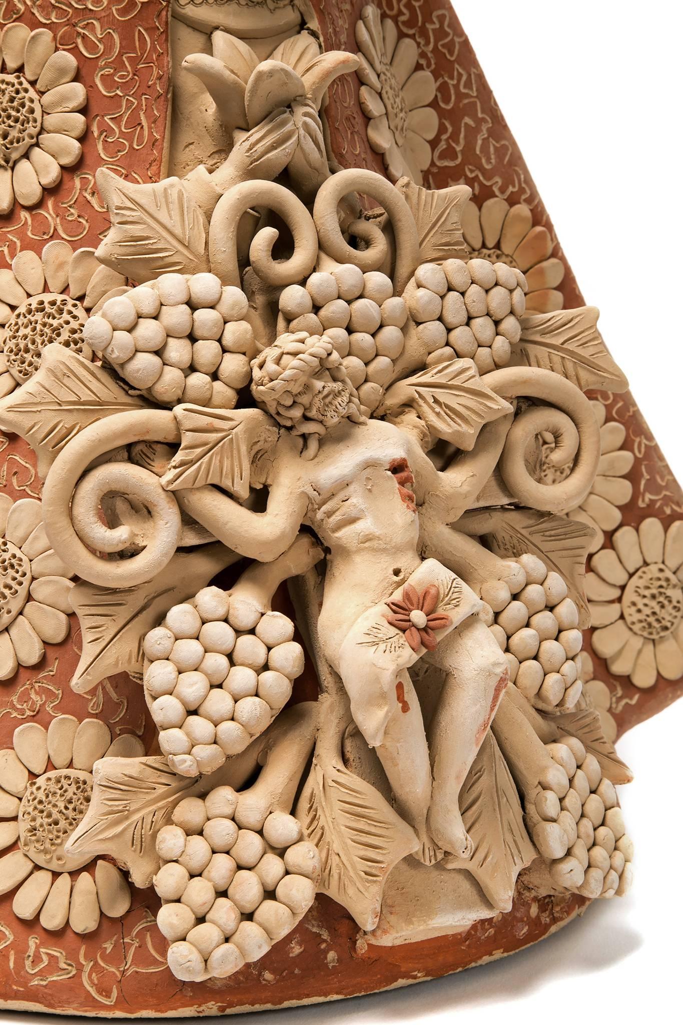 Virgen de la Soledad con Cristo Ceramics Mexican Folk Art Clay - Sculpture by Enedina Vasquez Cruz