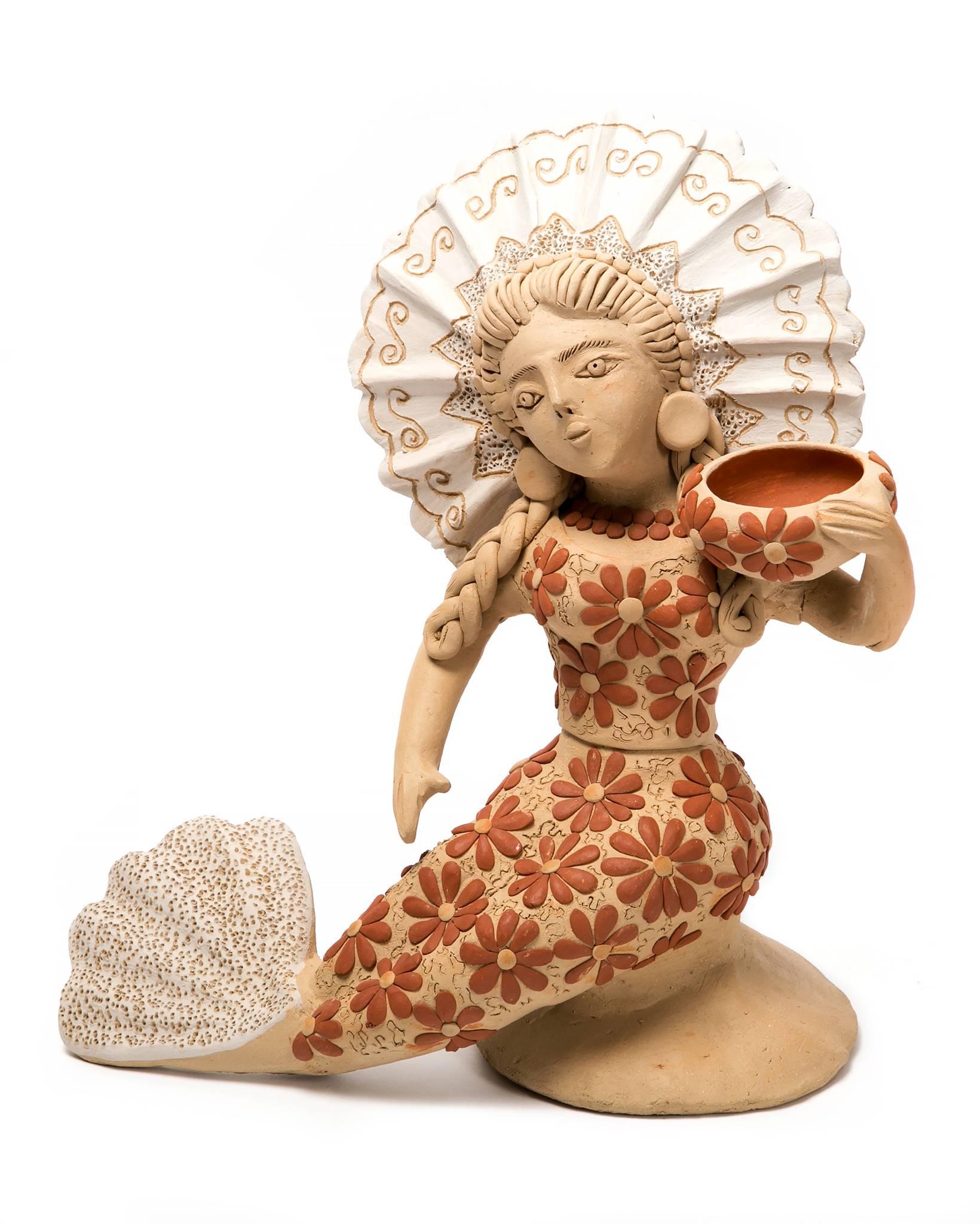 Enedina Vasquez Cruz Figurative Sculpture - Sirena / Ceramics Mexican Folk Art Clay