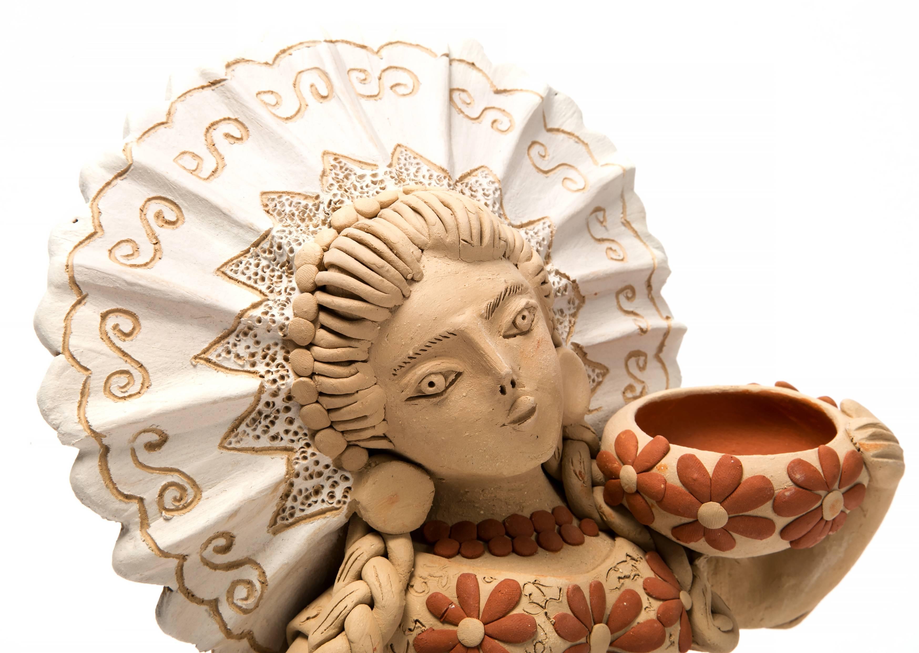 Sirena / Ceramics Mexican Folk Art Clay - Sculpture by Enedina Vasquez Cruz