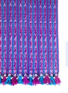 Tapete Miniatura Azul y Rosa / Textiles Mexican Folk Art Miniature Rug Frame