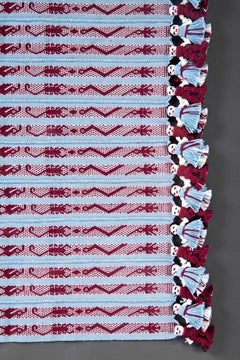 Tapete Miniatura Azul y Vino / Textiles Mexican Folk Art Miniature Rug Frame