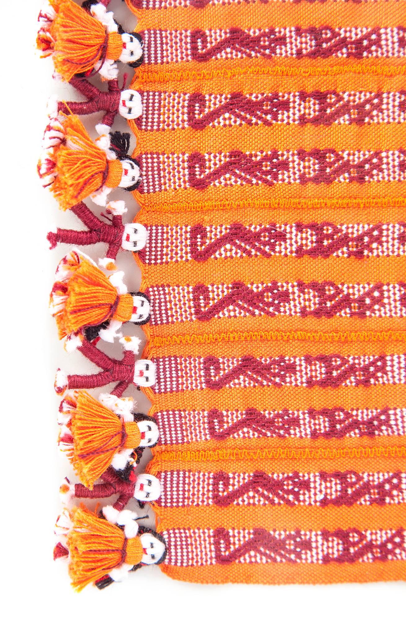 Tapete Miniatura Naranja y Rojo / Textiles Mexican Folk Art Miniature Rug Frame 1