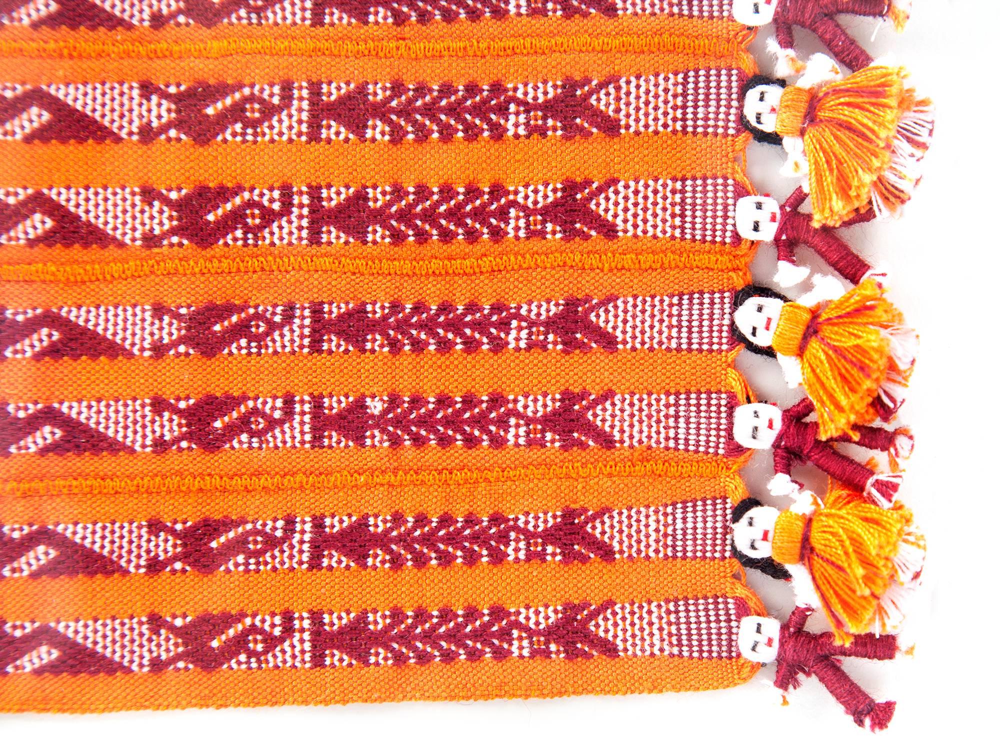 Tapete Miniatura Naranja y Rojo / Textiles Mexican Folk Art Miniature Rug Frame 3