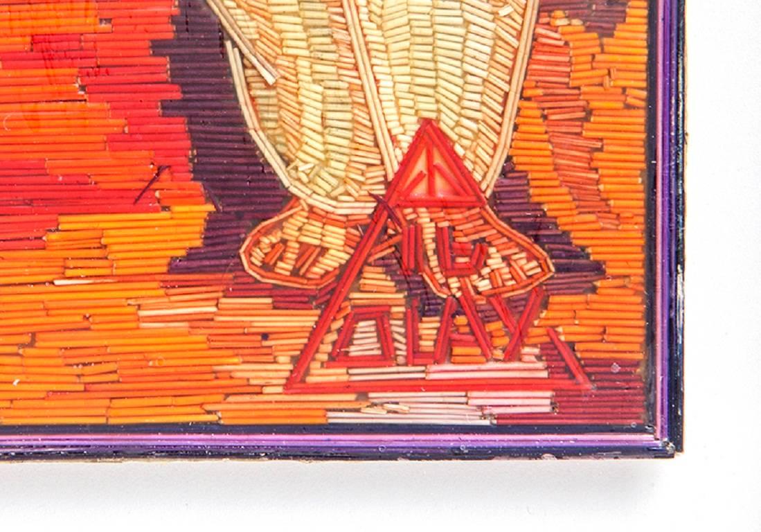 El Baile de Tehuantepec de Diego Rivera / Vegetable Fibers Mexican Folk Art Stra - Beige Figurative Painting by Luis Guillermo Olay Barrientos