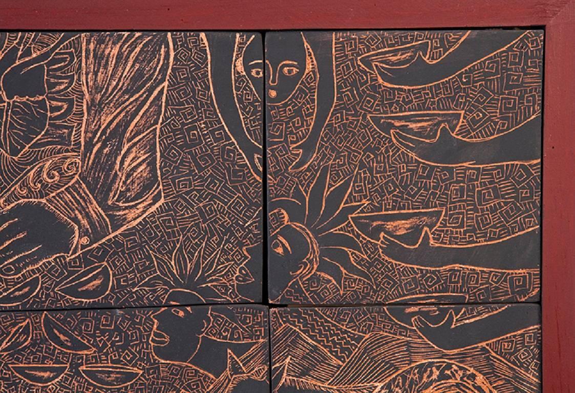 30'' Historia del Mezcal / Ceramics Mexican Folk Art Clay Frame 6