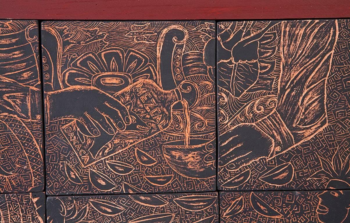 30'' Historia del Mezcal / Ceramics Mexican Folk Art Clay Frame 7