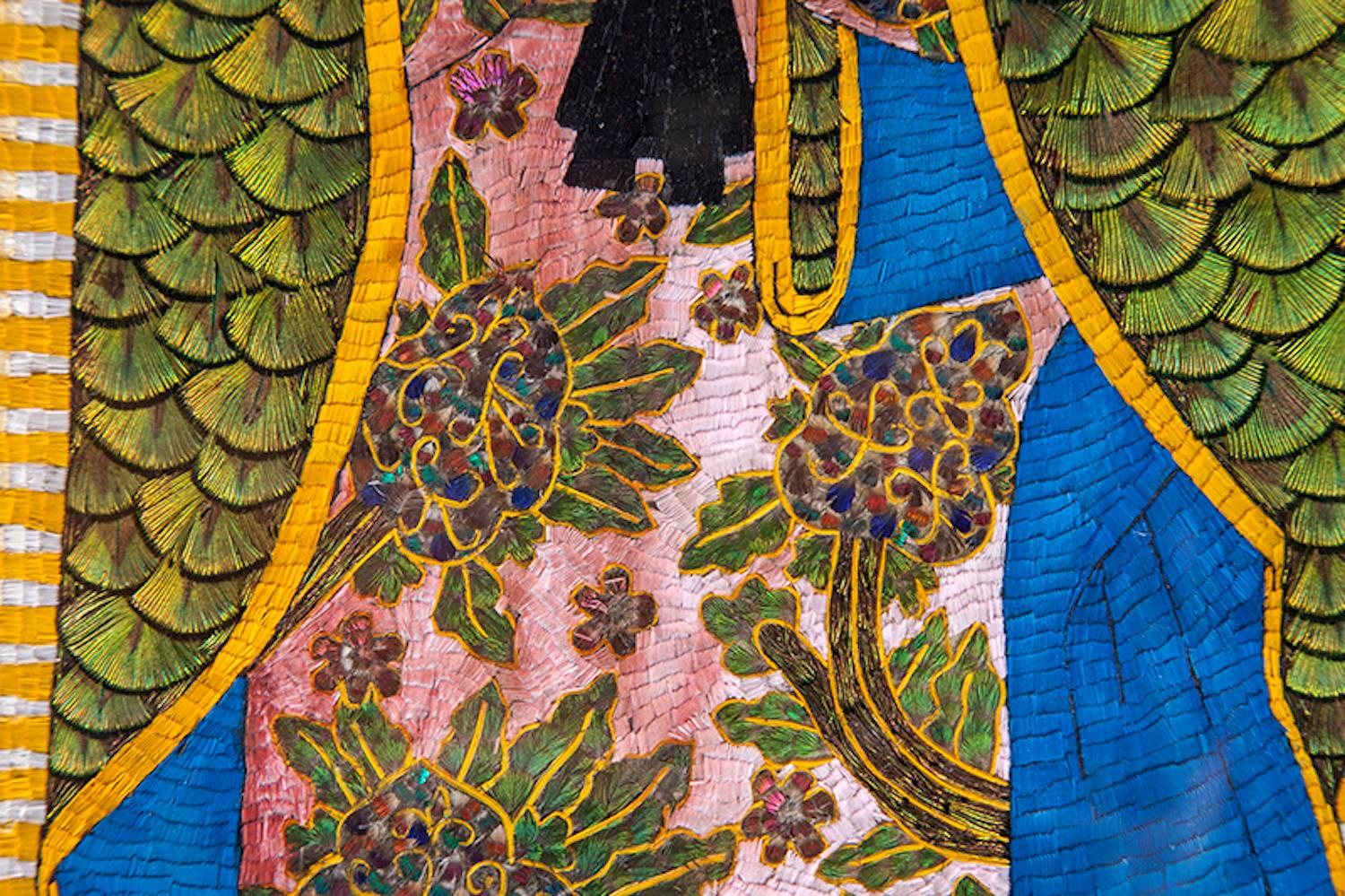 29'' Virgen de Guadalupe Marco Taraceado / Mexican Folk Art Featherwork Frame 4